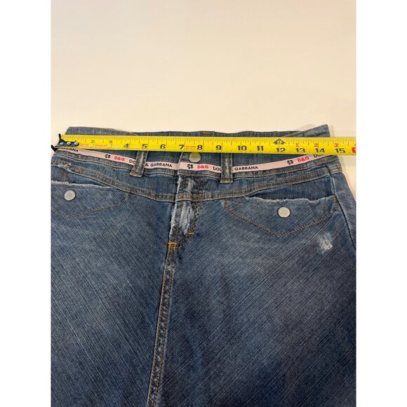 D&G Dolce & Gabbana Womens Distressed Denim Mini Skirt With Frayed Hem Size M - Picture 9 of 9